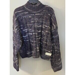 Women's Ana  NWT  Size Large Blue Chunky Knit Turtleneck  Sweater